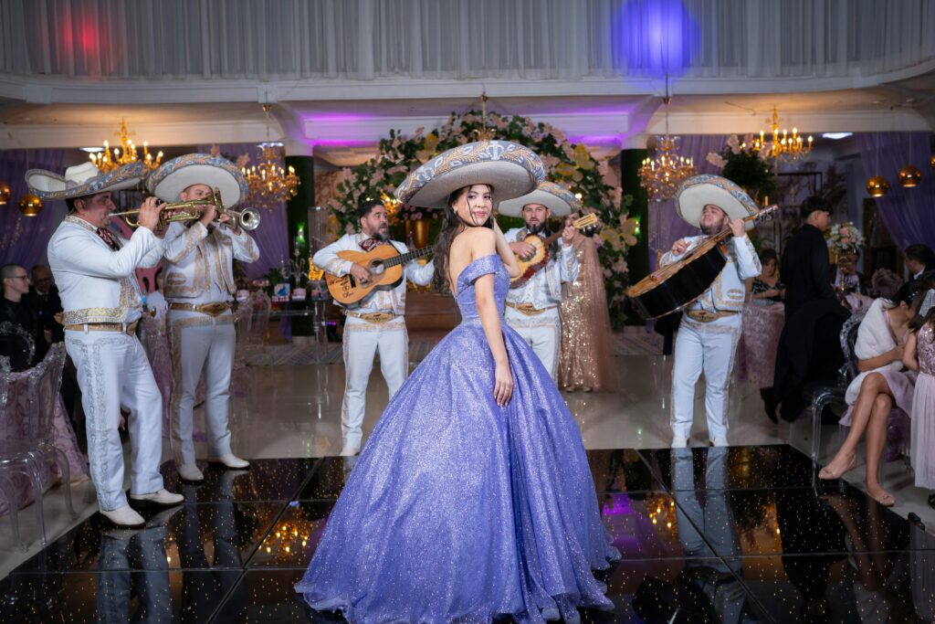 Woman and Music Band in Traditional, Mexican Clothing